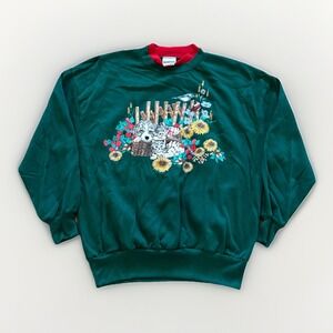 Vintage Basic Editions‎ Sweatshirt Women's L Cottagecore Granny Puppy 90s